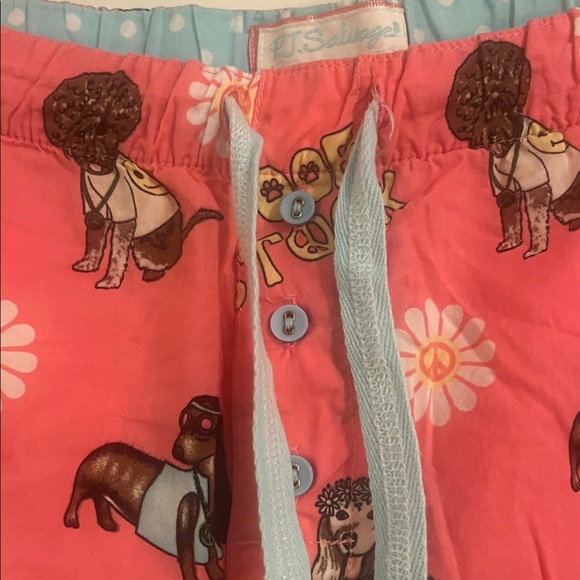 PJ Salvage Puppy pink Flowers Woof Stock pajama pants Pj L hippy groovy - Picture 3 of 6